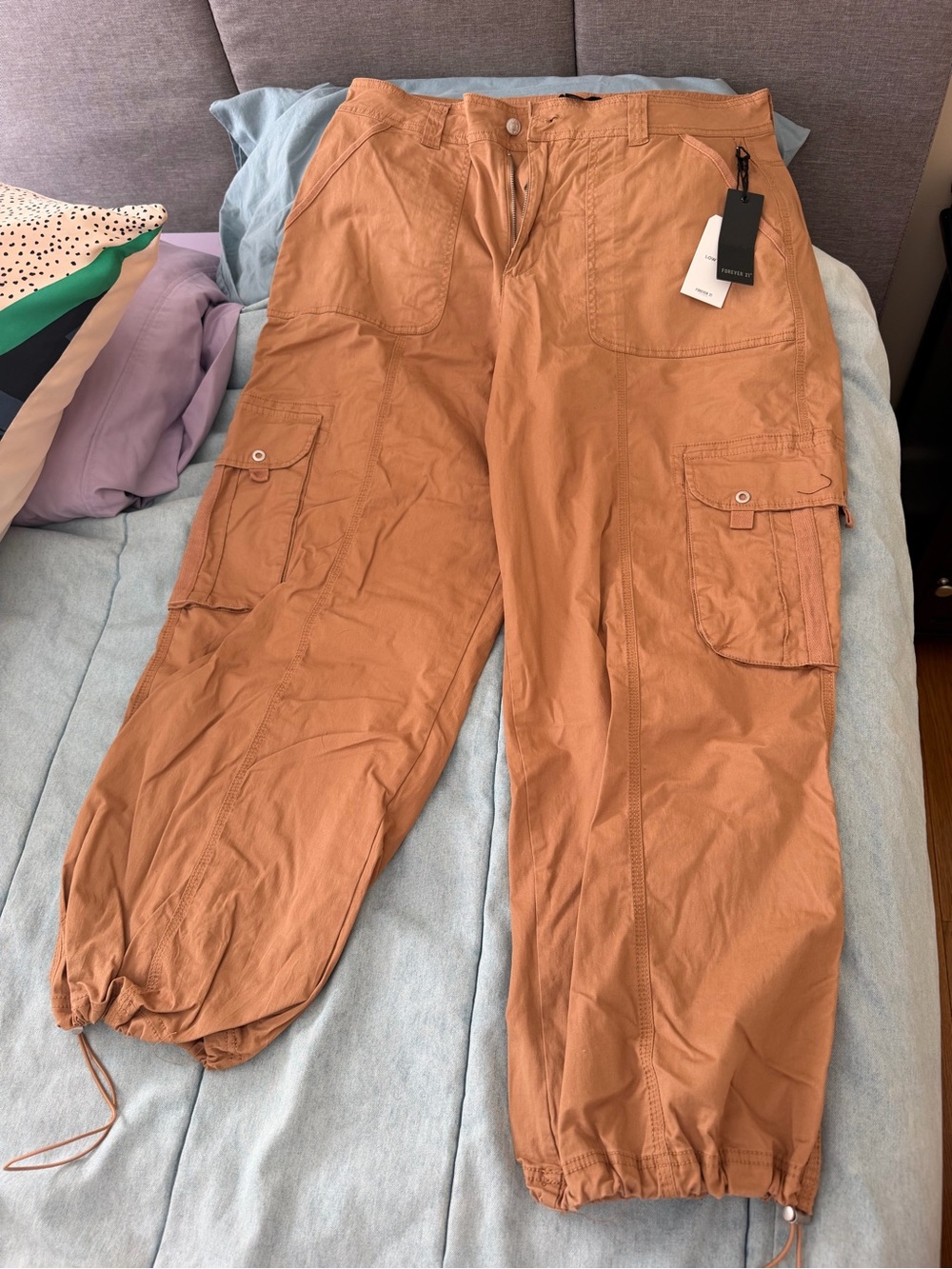 Forever 21 Wide Leg Cargo Pants in Rust